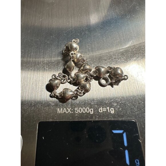 VTG Sterling Silver Heart-shaped Link Bracelet 7 grams - Picture 2 of 4